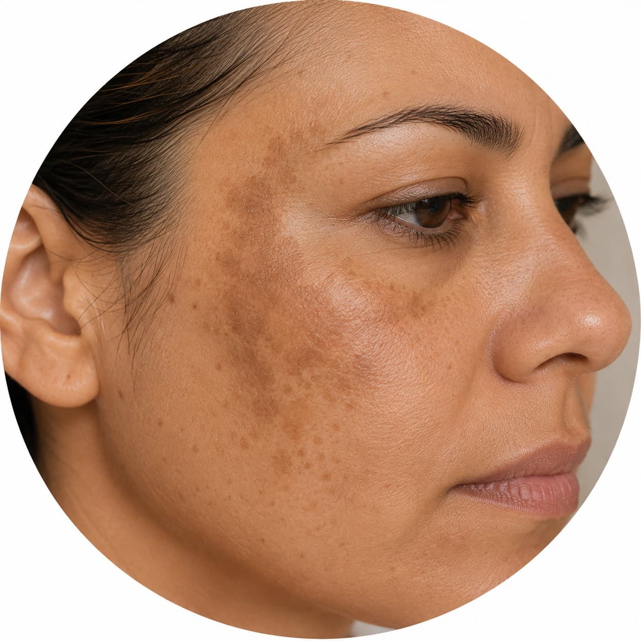 Ejemplo visual de melasma facial
